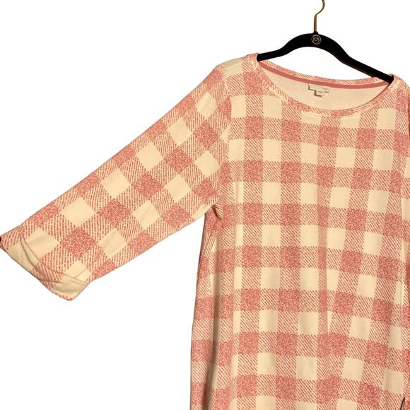 J Jill 3/4 Sleeve Modal Blend Buffalo Check Pink Women's Size Large - Picture 8 of 12